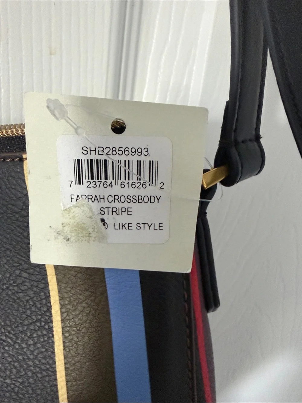 Fossil Black Crossbody Bag with Multicolor Vertical Stripes - Picture 2 of 6